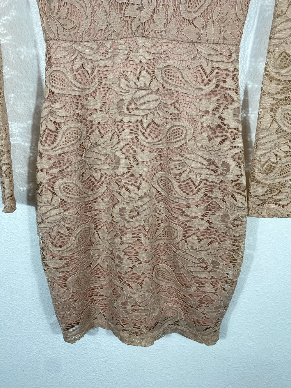 Windsor Long Sleeve Lace Bodycon Dress in Blush Size XS 90% Nylon - Picture 5 of 16